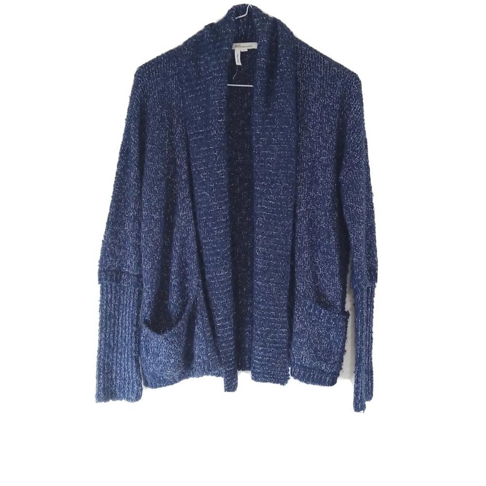 BCBGENERATION Women Sweater Preowned Long Sleeves Navy Blue White MEDIUM LARGE